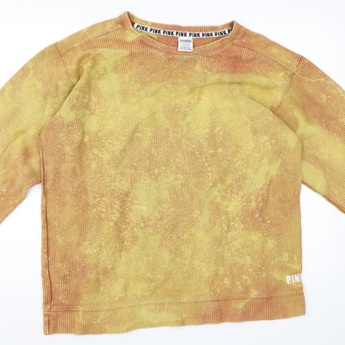 PINK Womens Yellow   Pullover Sweatshirt Size L