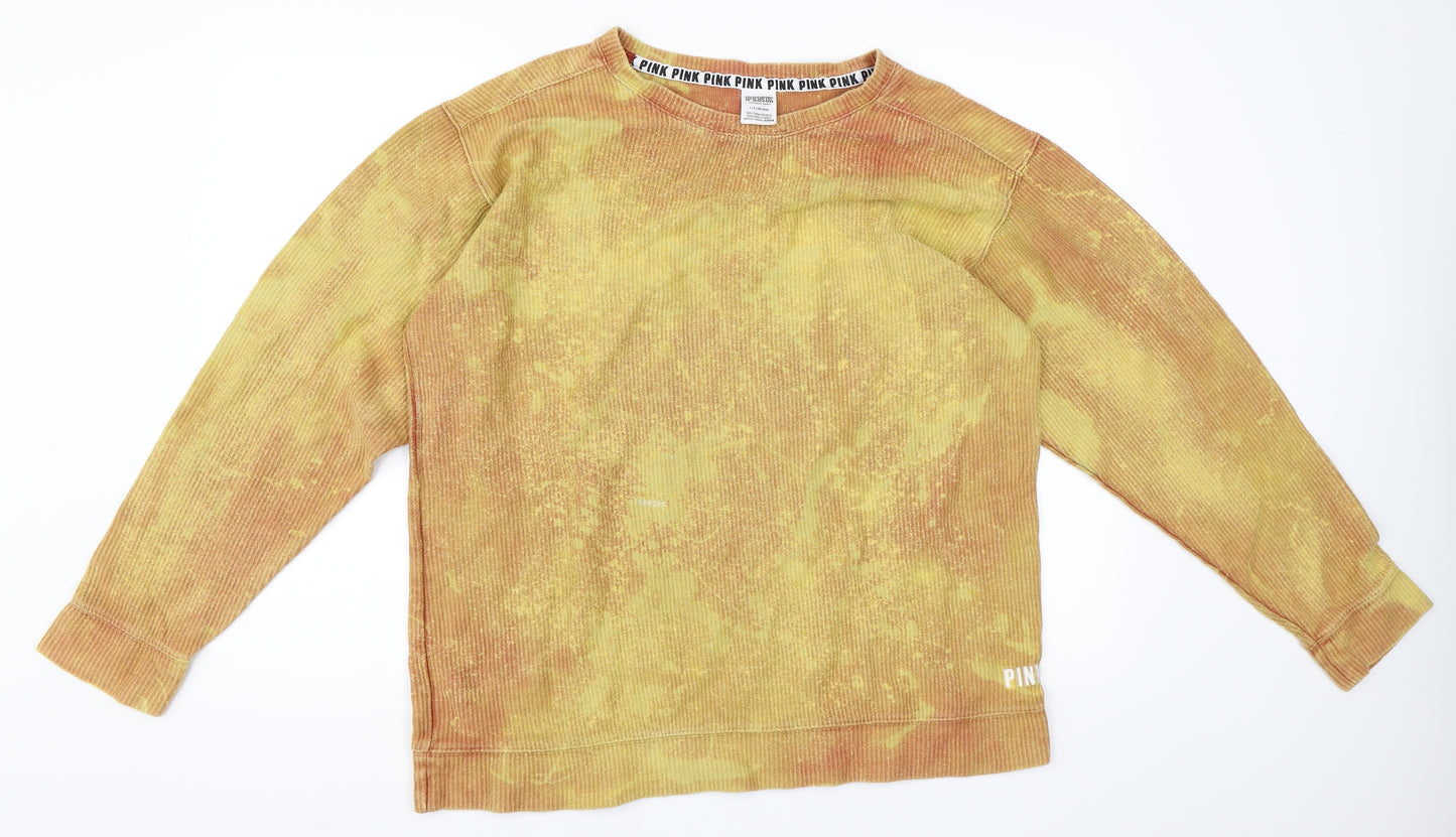 PINK Womens Yellow   Pullover Sweatshirt Size L