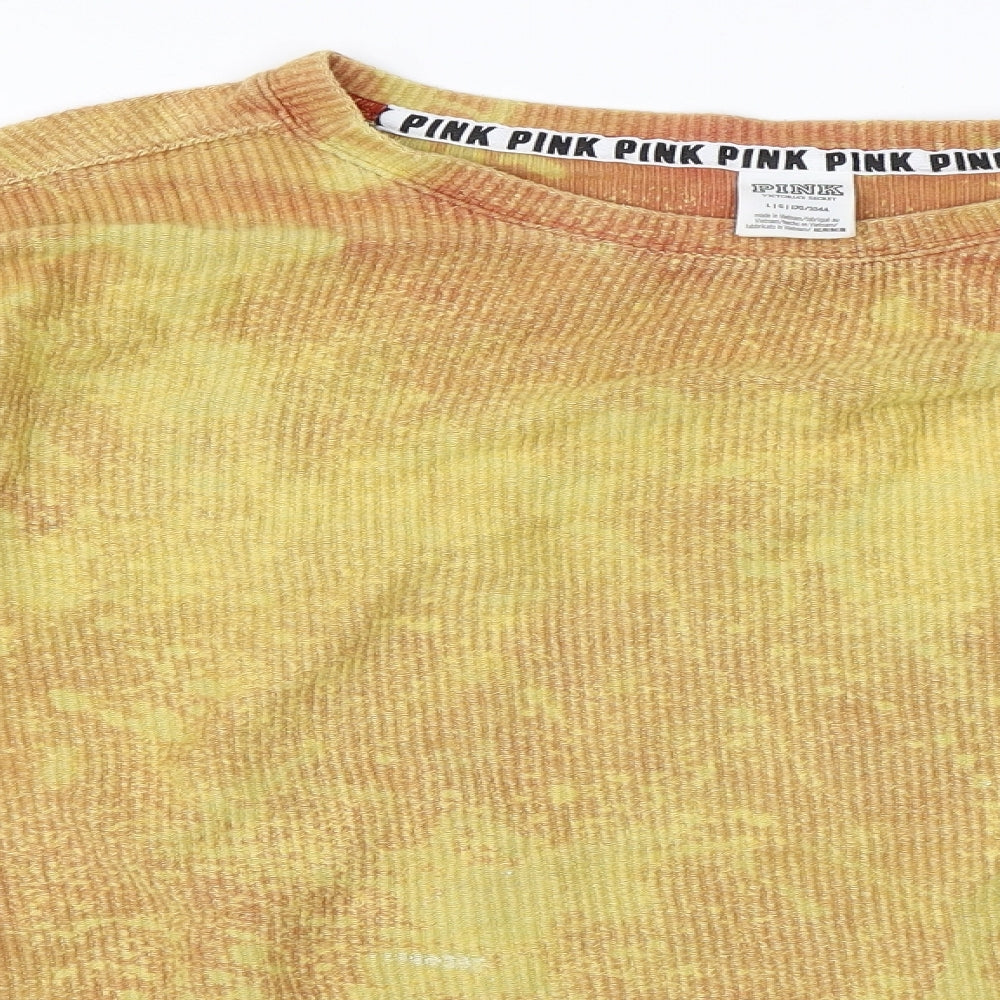 PINK Womens Yellow   Pullover Sweatshirt Size L
