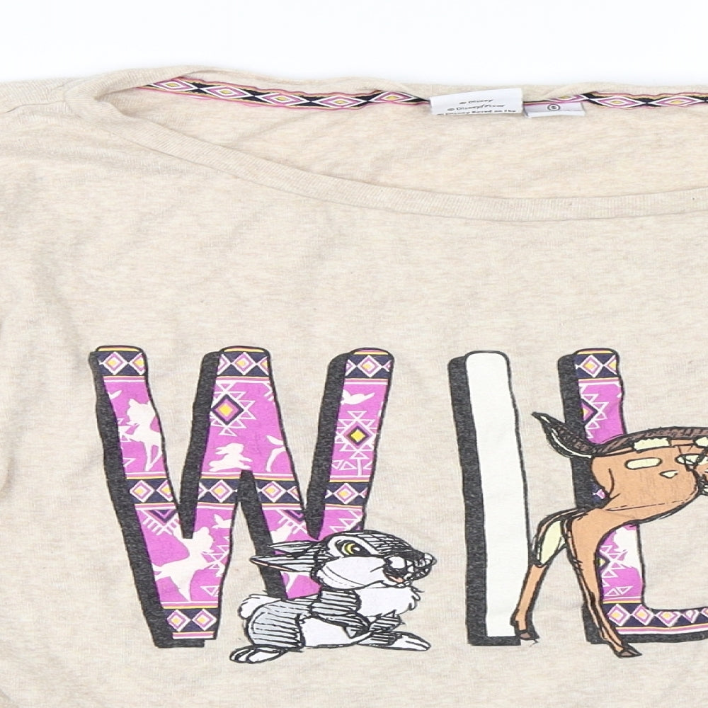 Disney Womens Beige Solid  Top Pyjama Top Size S  - bambi