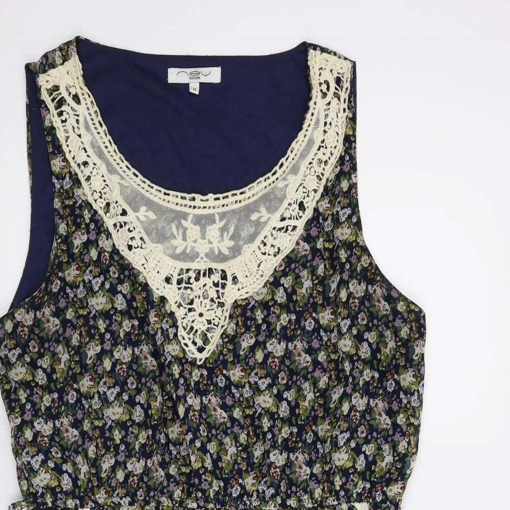 New Look Womens Multicoloured Floral  A-Line  Size 14