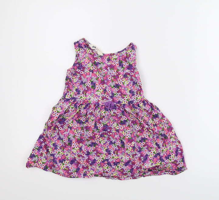 H & M Girls Multicoloured Floral A-Line Size 2-3 Years