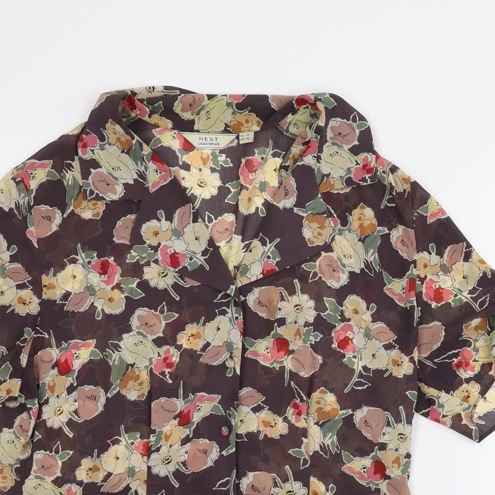 NEXT Womens Purple Floral  Basic Button-Up Size 12