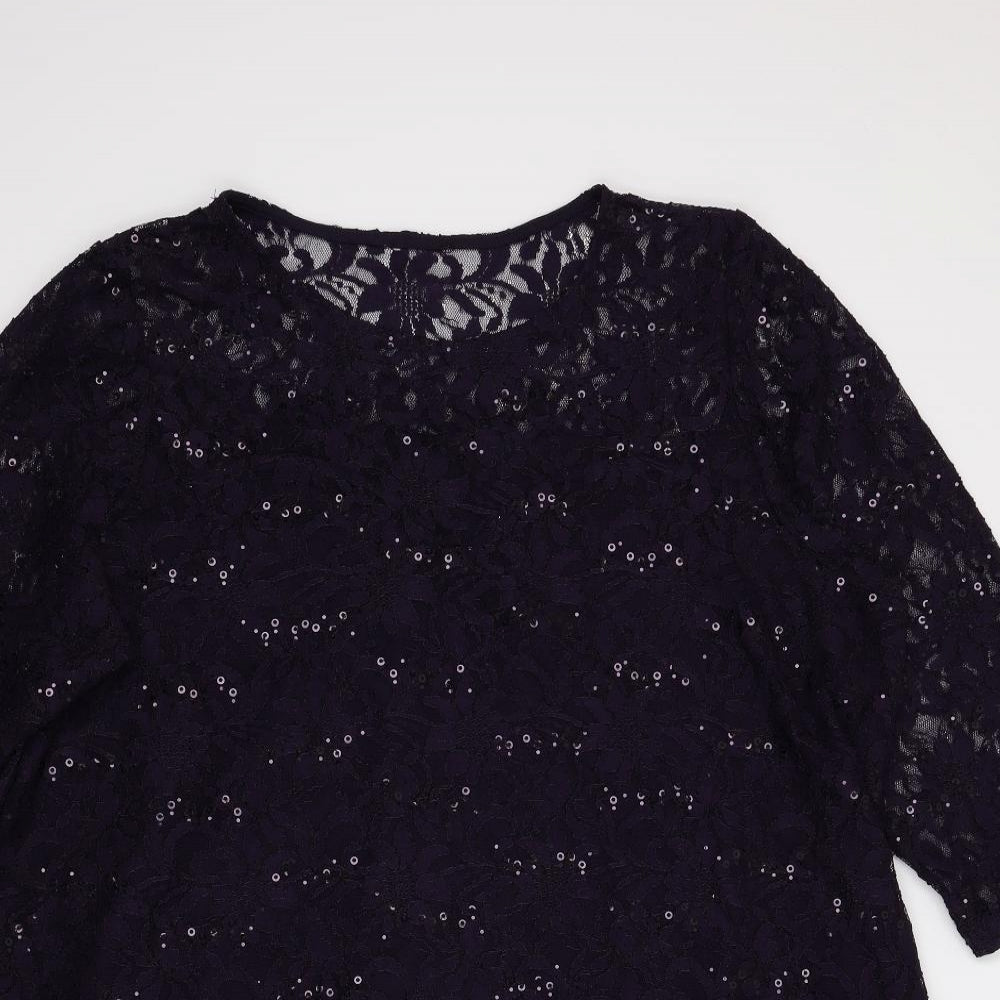 Yours Womens Purple Floral  Tunic Blouse Size 22