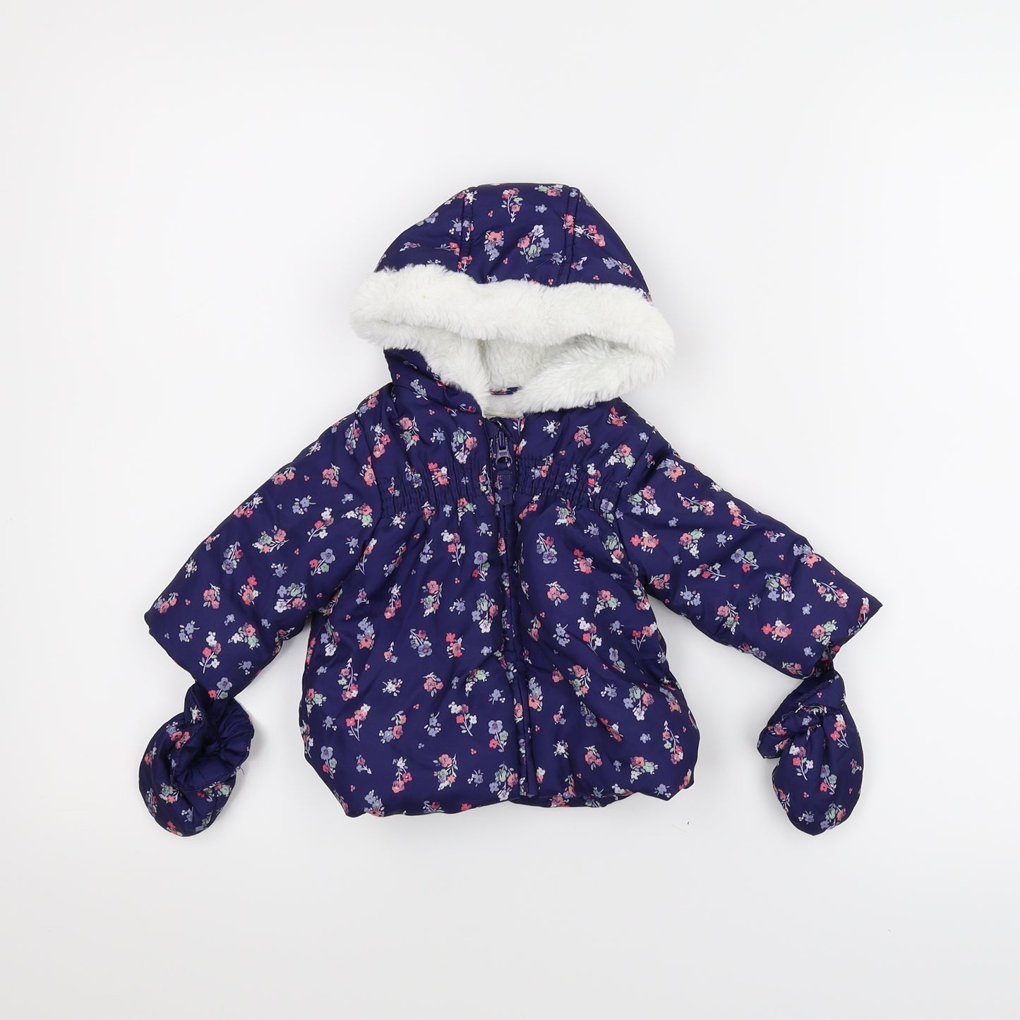 George Girls Blue Floral  Basic Coat Coat Size 0-3 Months