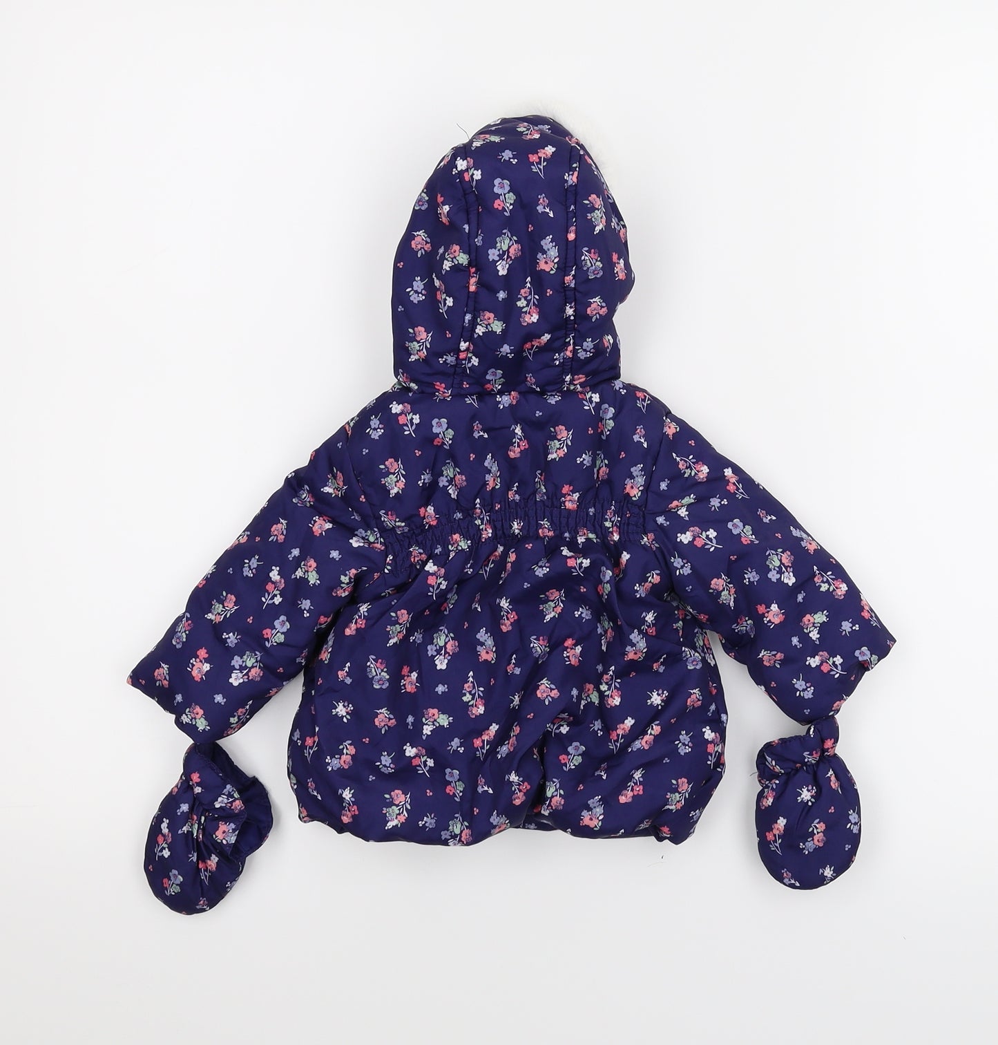George Girls Blue Floral  Basic Coat Coat Size 0-3 Months