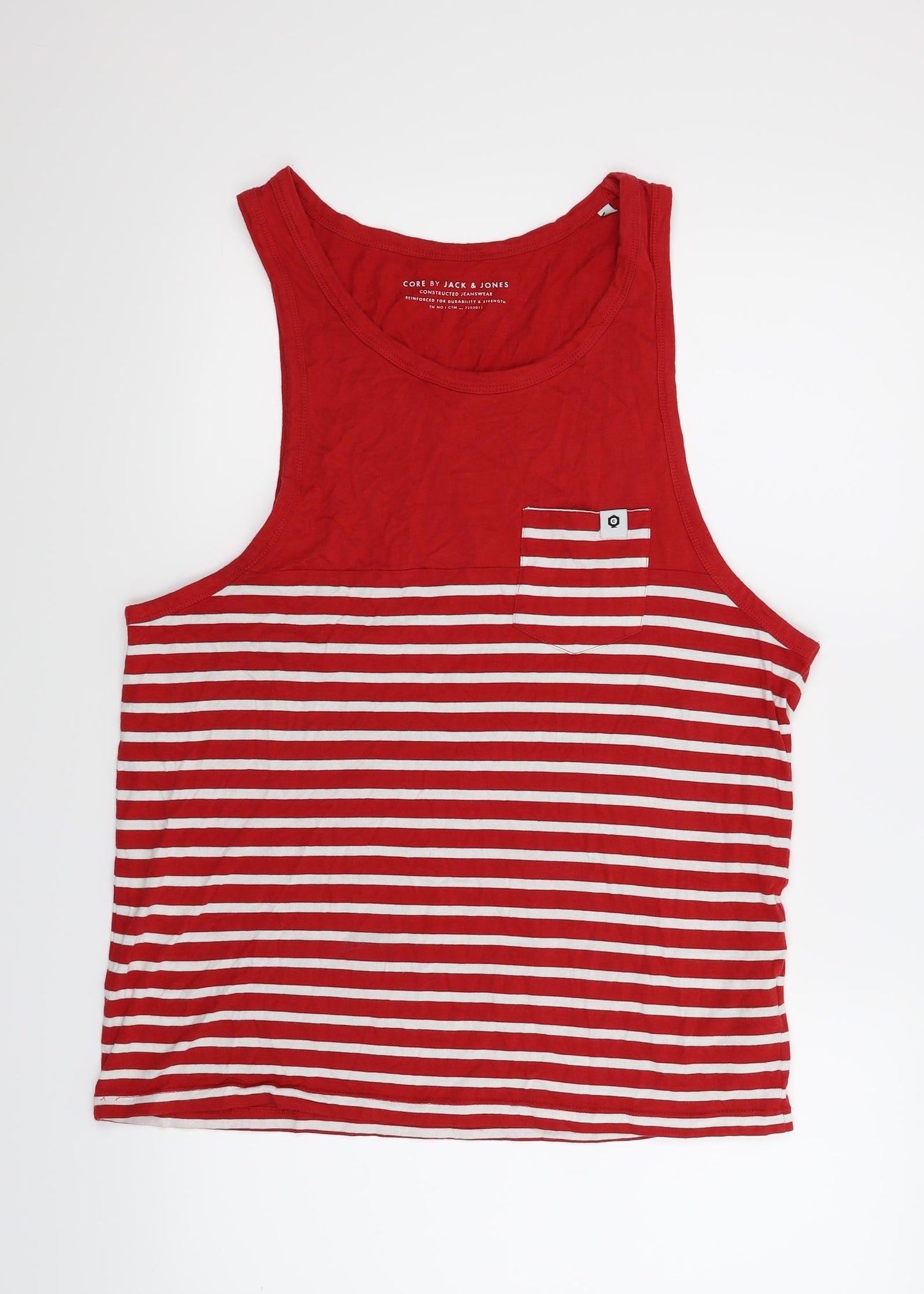 Jack and Jones Mens Red Striped  Vest Sweatshirt Size L