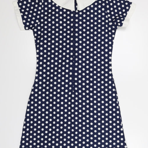 Madcap Womens Blue Polka Dot  A-Line  Size 10