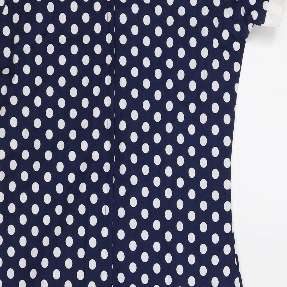 Madcap Womens Blue Polka Dot  A-Line  Size 10