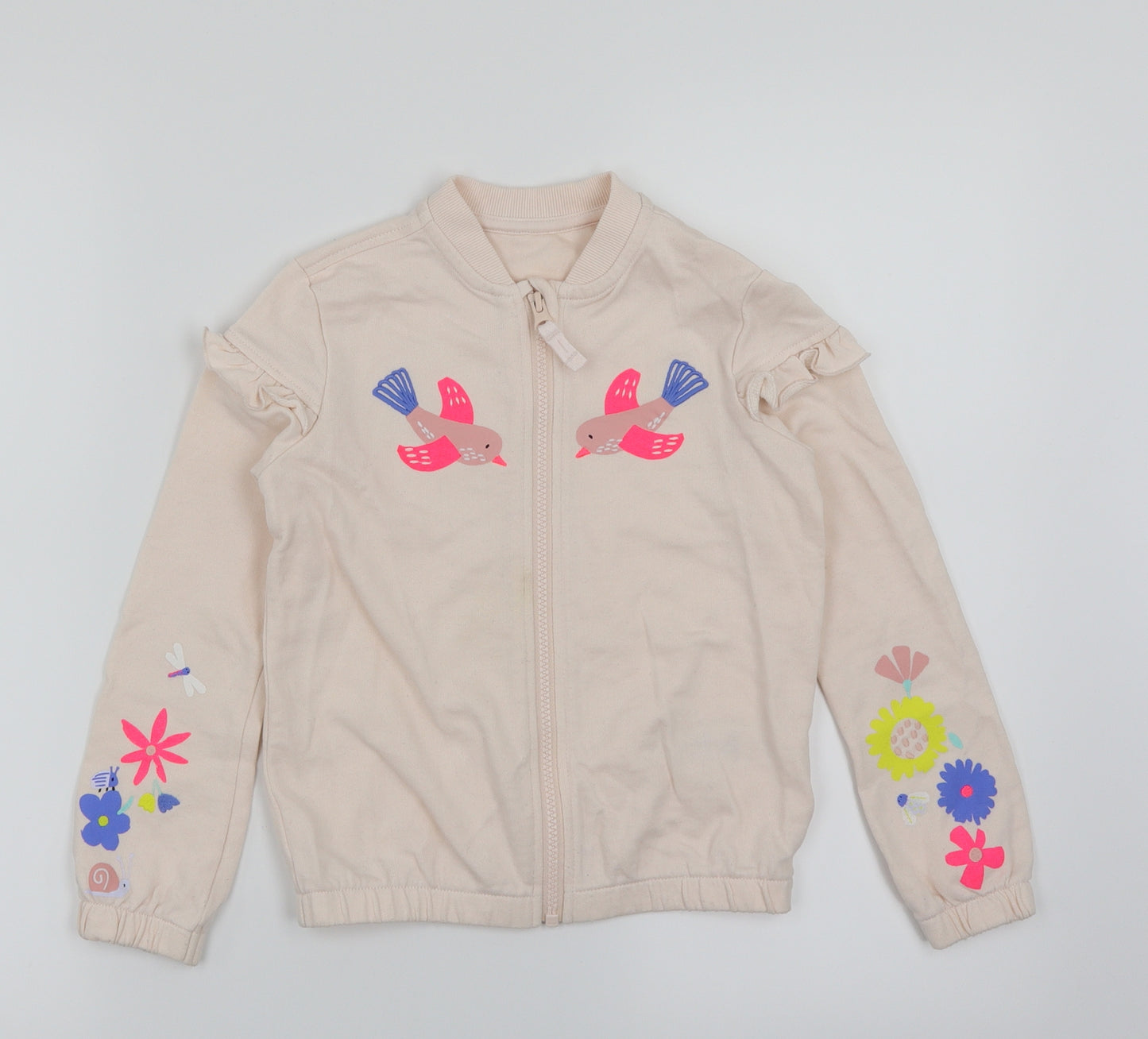 M&S Girls Pink   Full Zip Sweatshirt Size 6-7 Years  - Bird