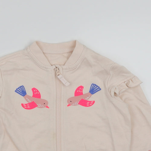 M&S Girls Pink   Full Zip Sweatshirt Size 6-7 Years  - Bird