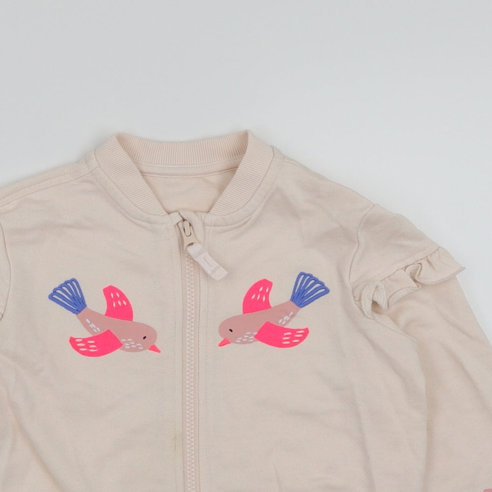 M&S Girls Pink   Full Zip Sweatshirt Size 6-7 Years  - Bird