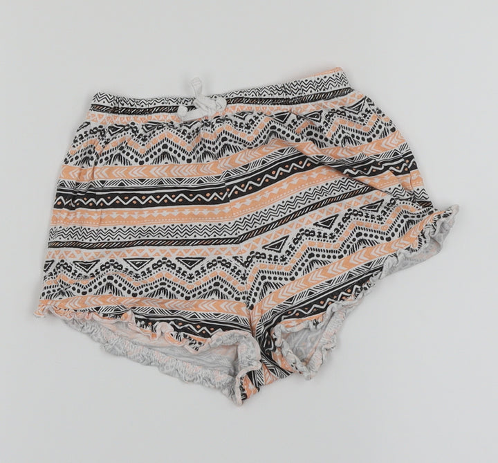 Matalan Girls White Geometric  Sweat Shorts Size 8 Years