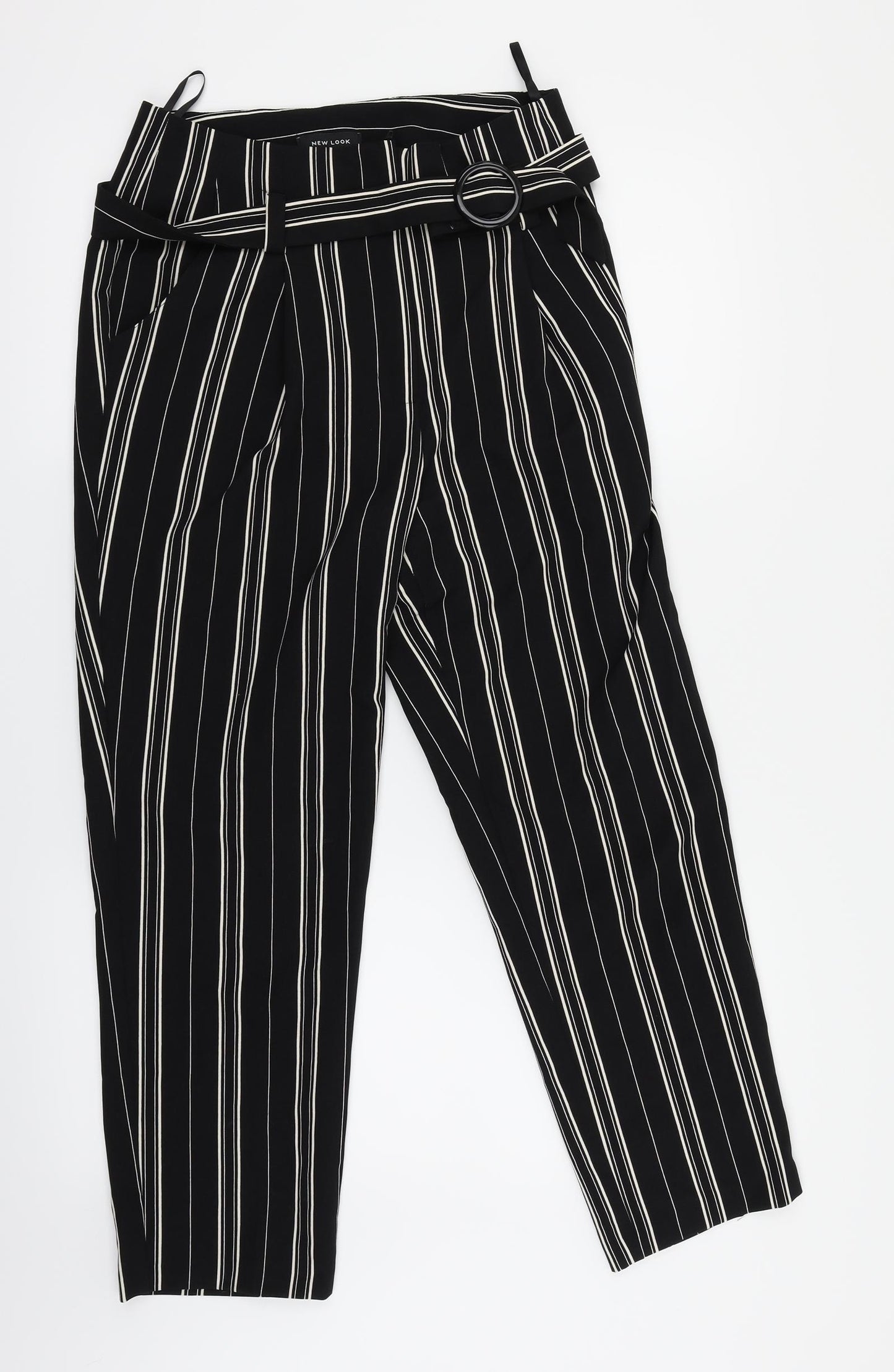 New Look Womens Black Striped  Dress Pants Trousers Size 12 L26 in