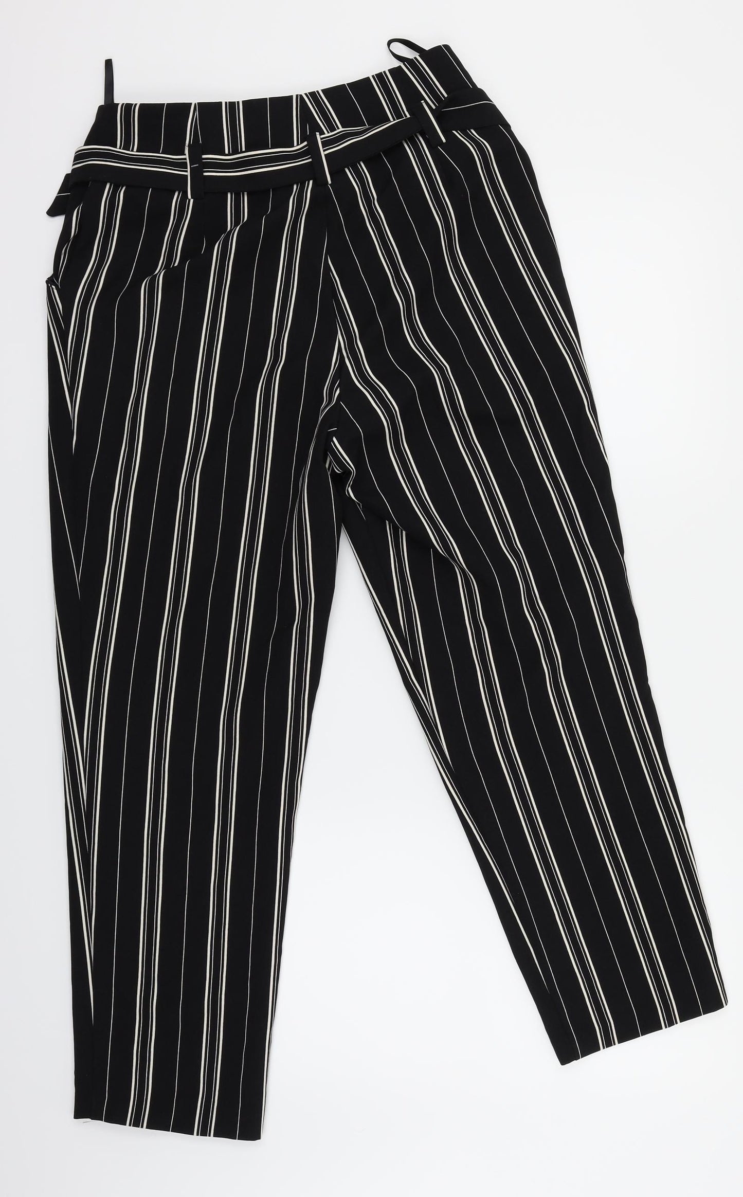 New Look Womens Black Striped  Dress Pants Trousers Size 12 L26 in