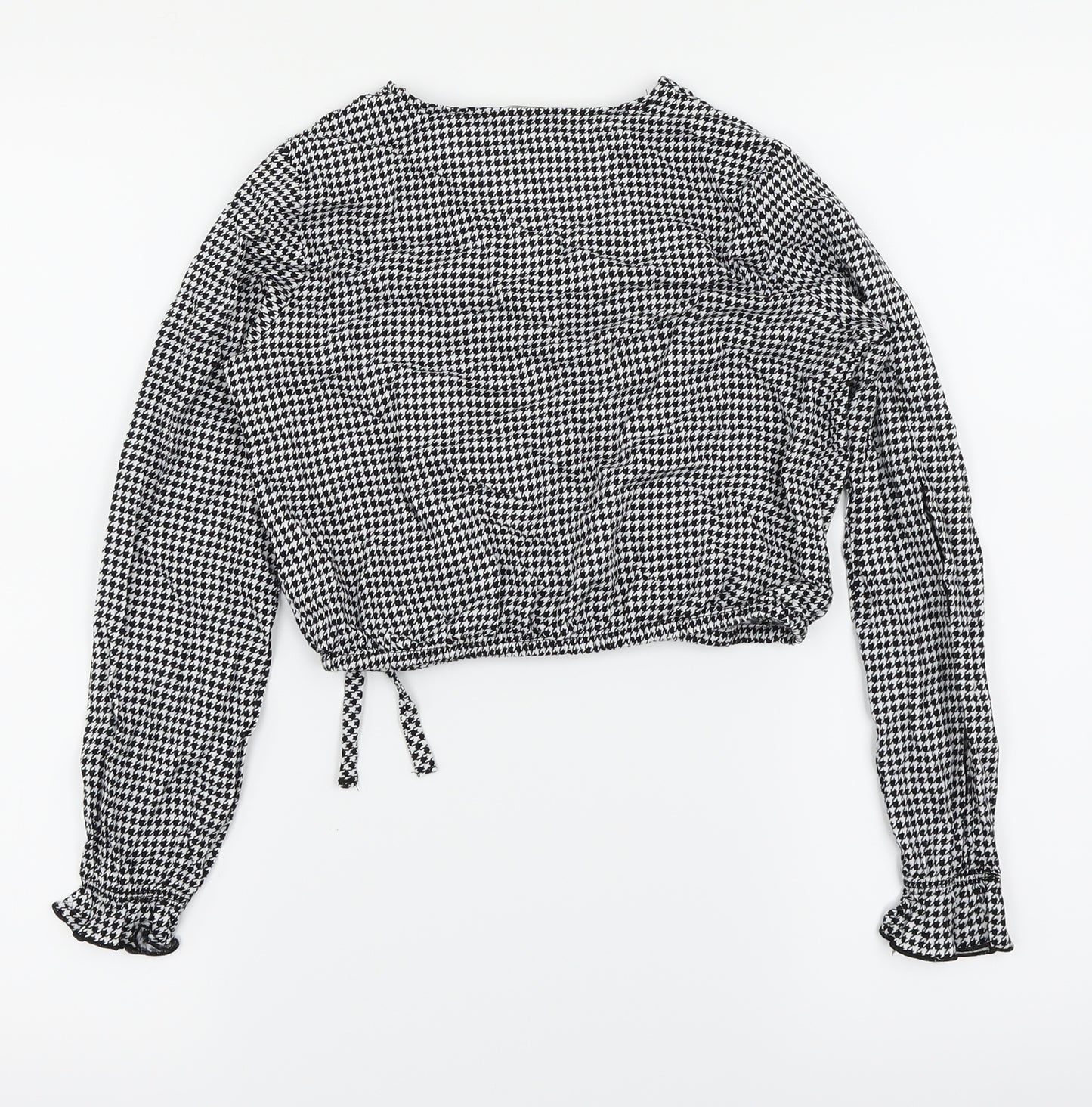 H&M  Girls Black Geometric  Wrap Blouse Size 8-9 Years  - Cropped