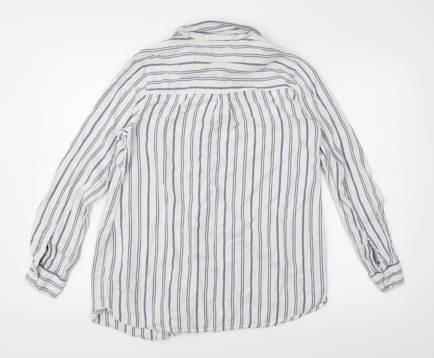 New Look Womens White Striped  Basic Button-Up Size 10