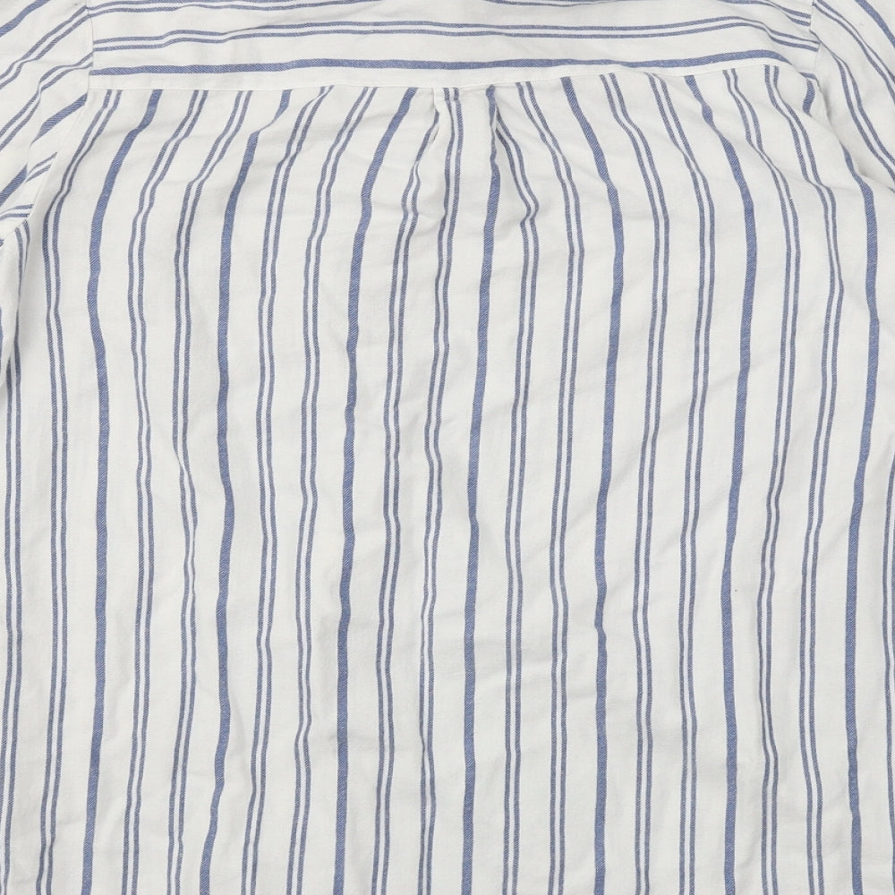 New Look Womens White Striped  Basic Button-Up Size 10