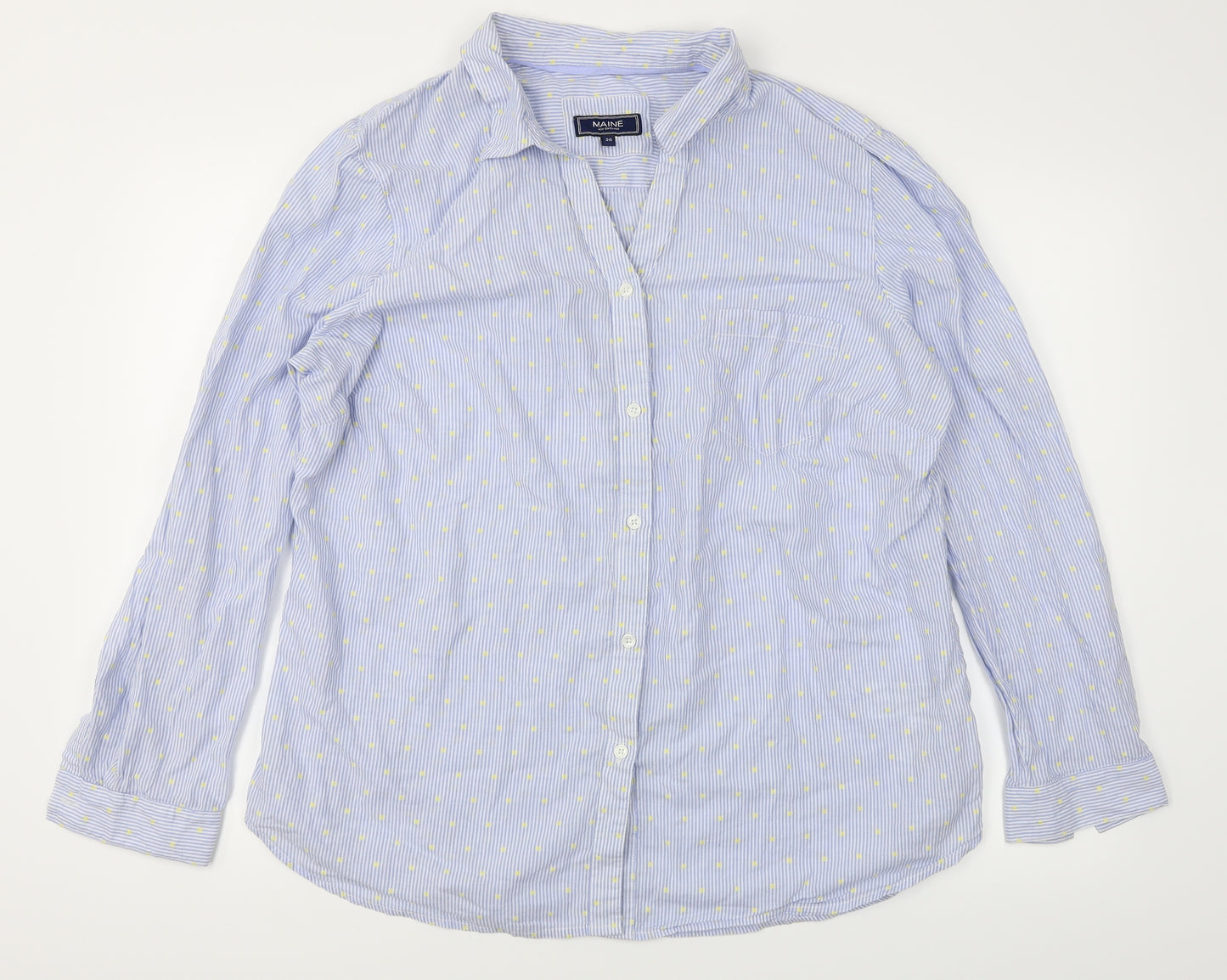Maine Womens Blue Striped  Basic Button-Up Size 20