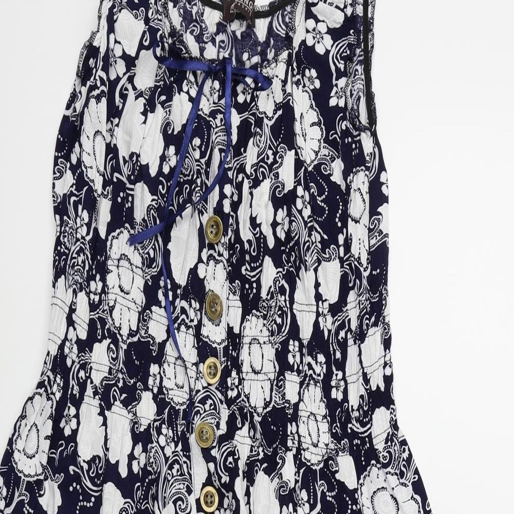 Menglu Womens Blue Floral  Trapeze & Swing  Size XL