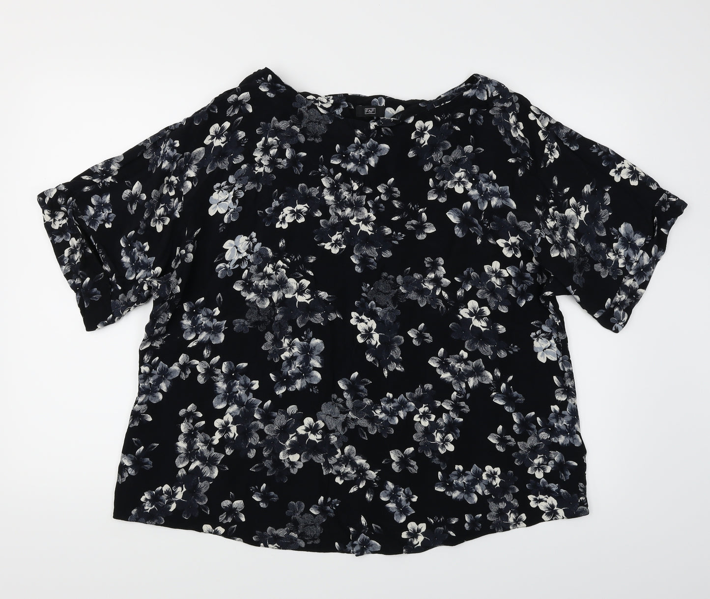 F&F Womens Black Floral  Basic Blouse Size 20