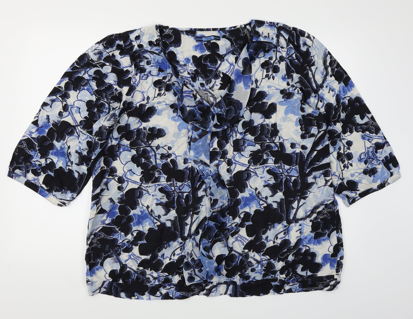 NEXT Womens Blue Floral  Basic Blouse Size 22