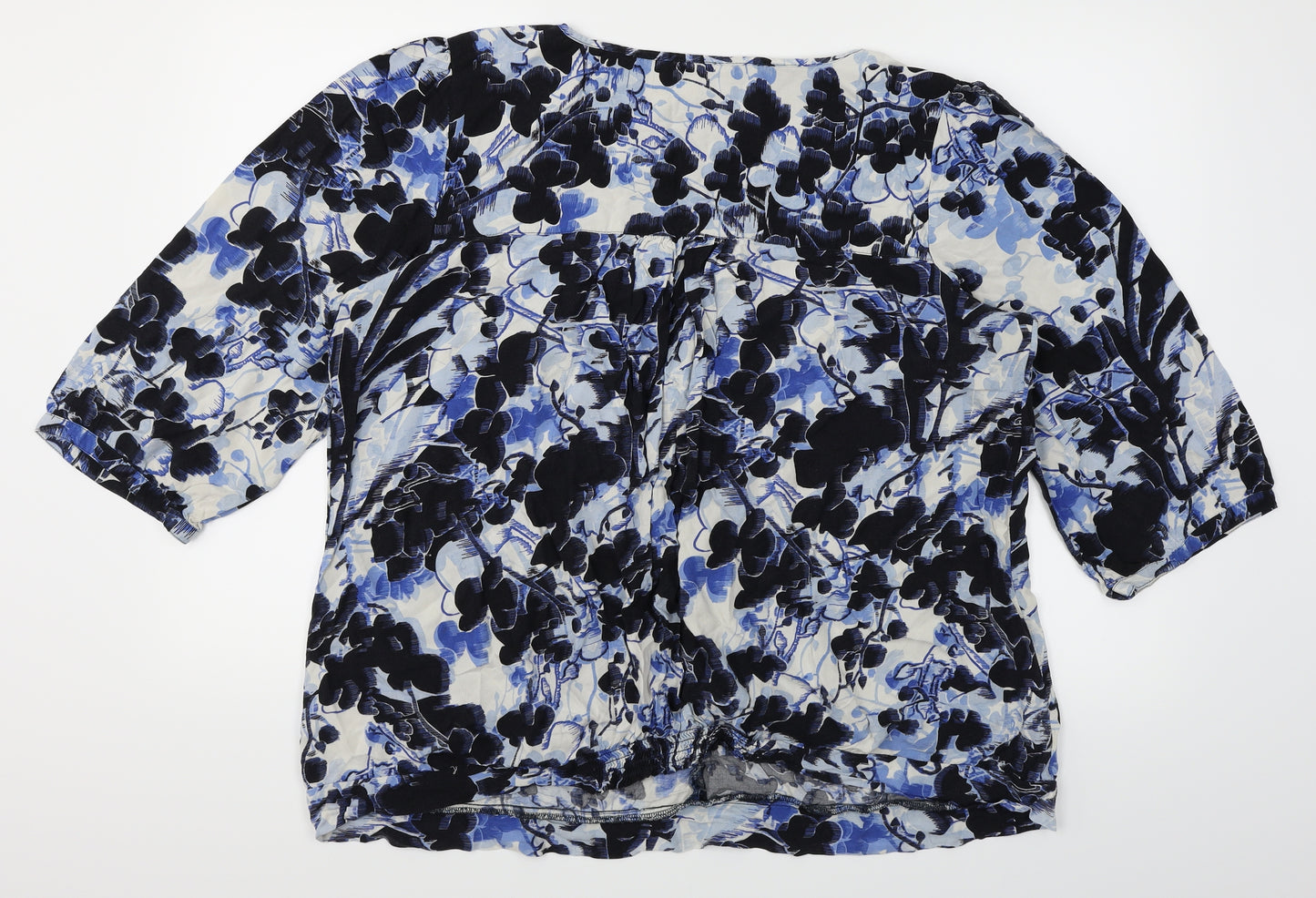 NEXT Womens Blue Floral  Basic Blouse Size 22