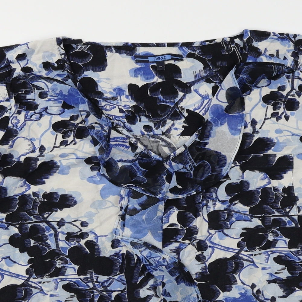 NEXT Womens Blue Floral  Basic Blouse Size 22