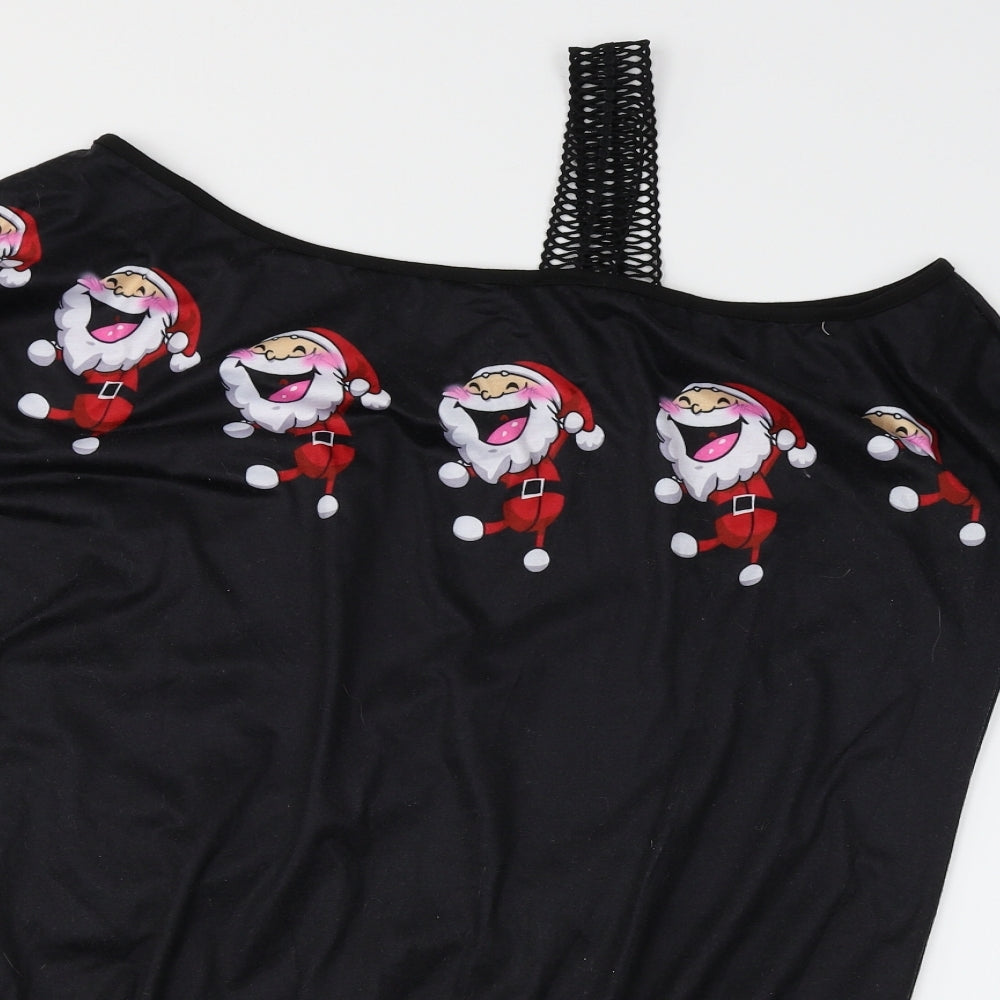 Meiniqi Womens Black   Basic T-Shirt Size XL  - Christmas