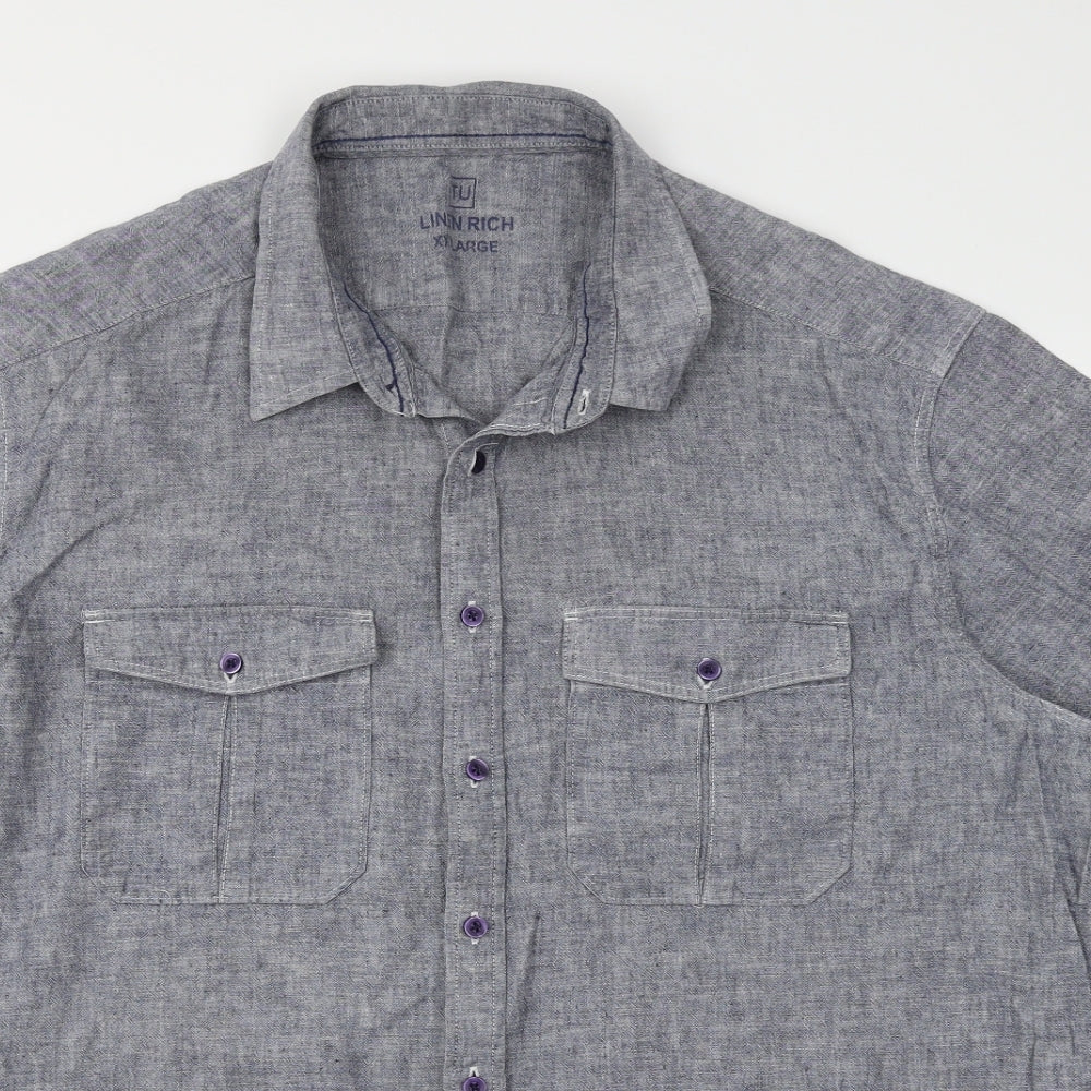 TU Mens Blue    Button-Up Size 2XL