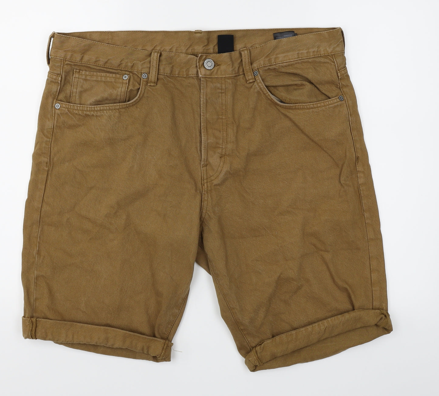 &Denim Mens Brown  Denim Chino Shorts Size 38 in