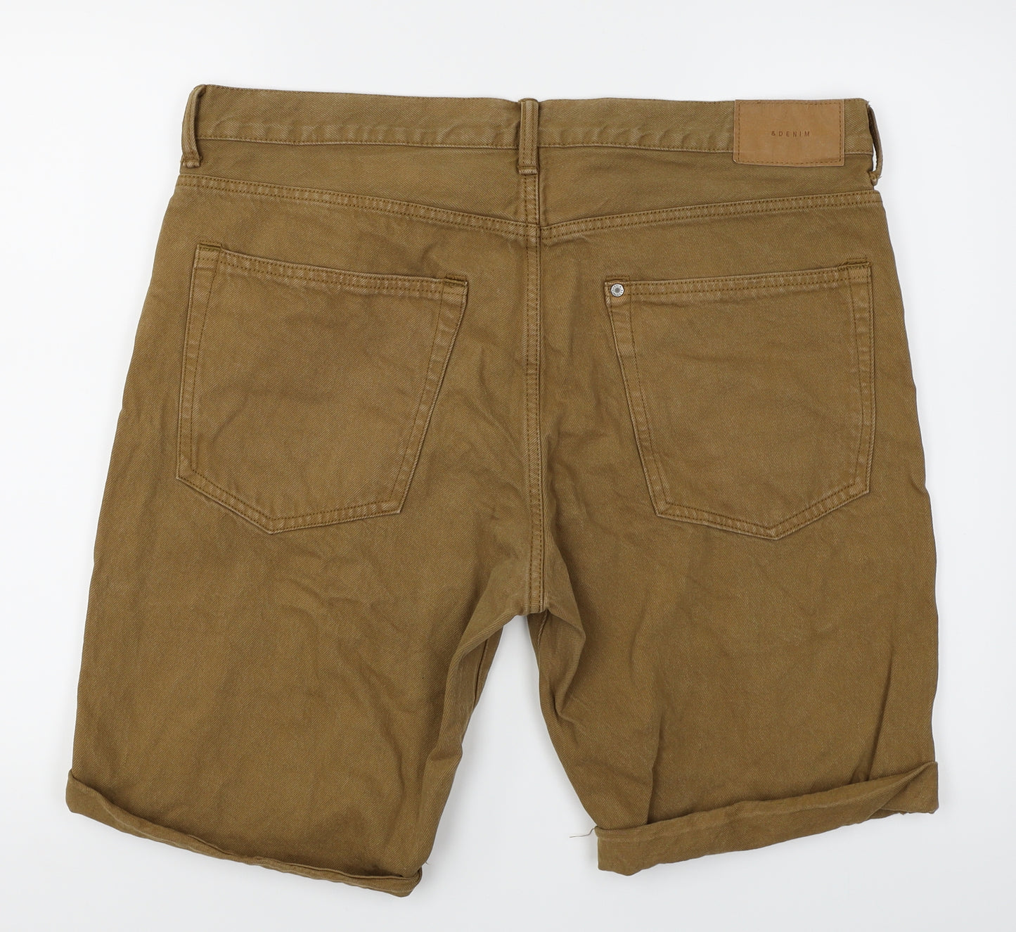&Denim Mens Brown  Denim Chino Shorts Size 38 in