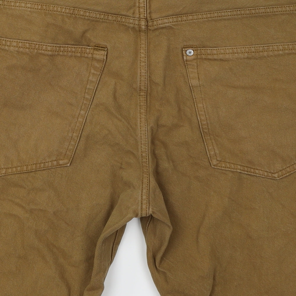 &Denim Mens Brown  Denim Chino Shorts Size 38 in