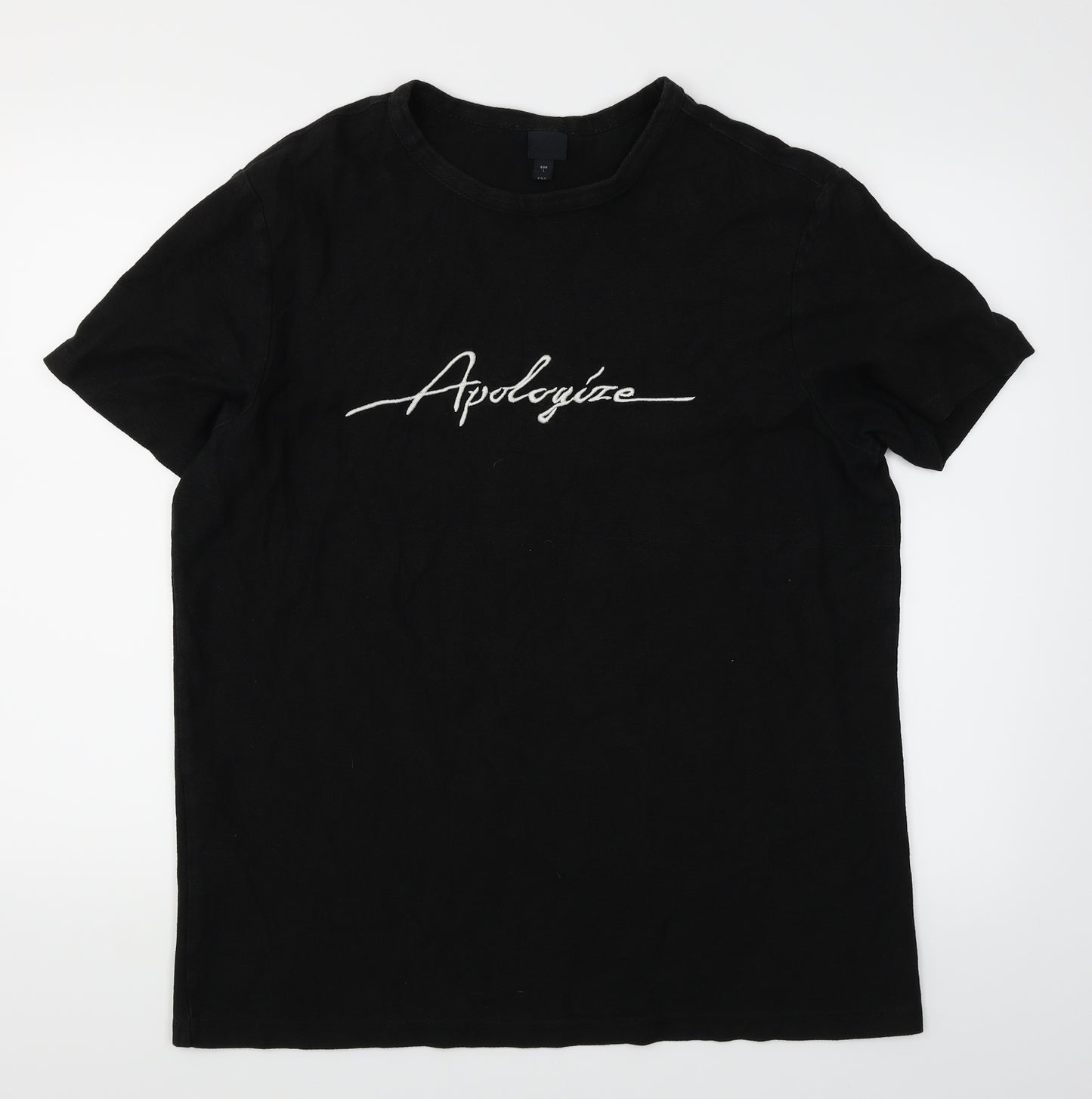 H&M Mens Black    T-Shirt Size L  - Embroidered