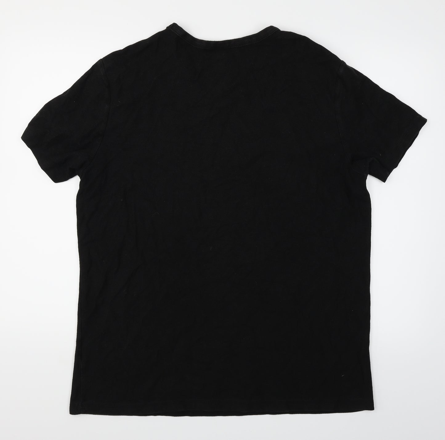 H&M Mens Black    T-Shirt Size L  - Embroidered