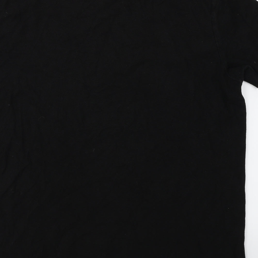 H&M Mens Black    T-Shirt Size L  - Embroidered
