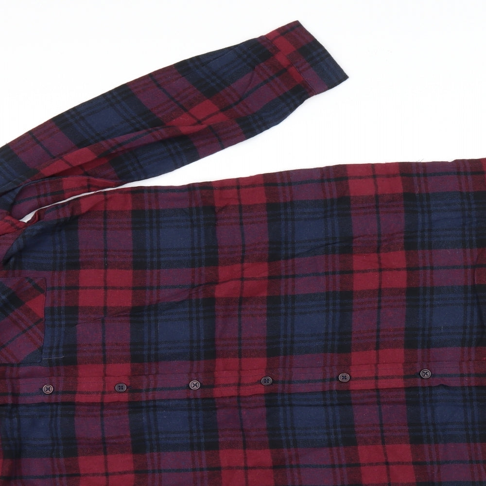 Primark Womens Red Check Knit Shirt Dress  Size 10