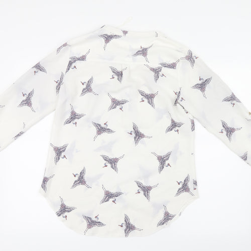 F&F Womens White Geometric  Basic Blouse Size 8