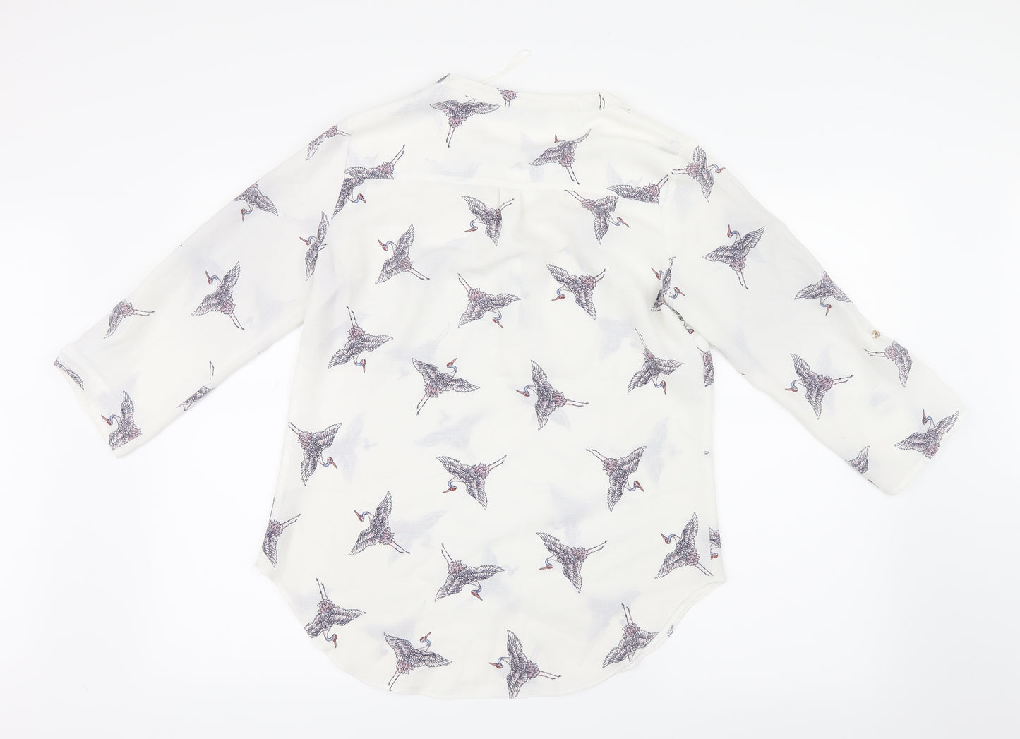 F&F Womens White Geometric  Basic Blouse Size 8