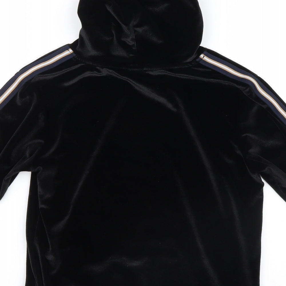 River Island Girls Black  Velvet Pullover Hoodie Size 7-8 Years
