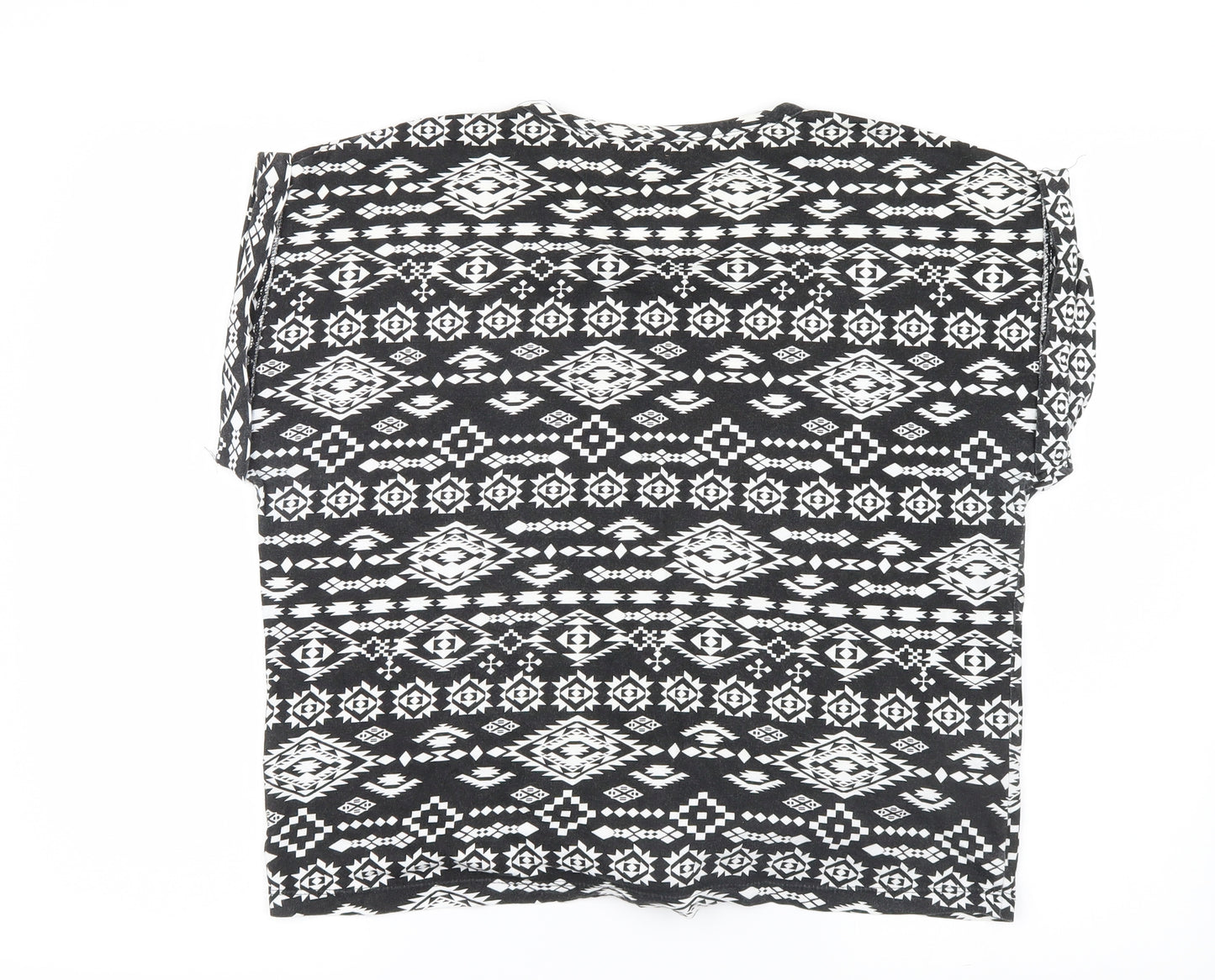 Dunnes Stores Womens Black Geometric  Basic T-Shirt Size 8