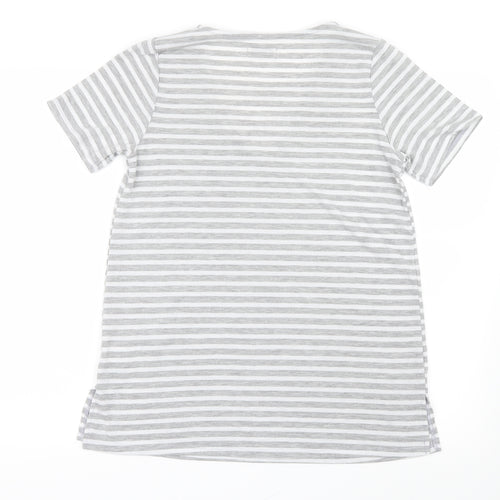 Papaya Womens Grey Striped  Basic T-Shirt Size M
