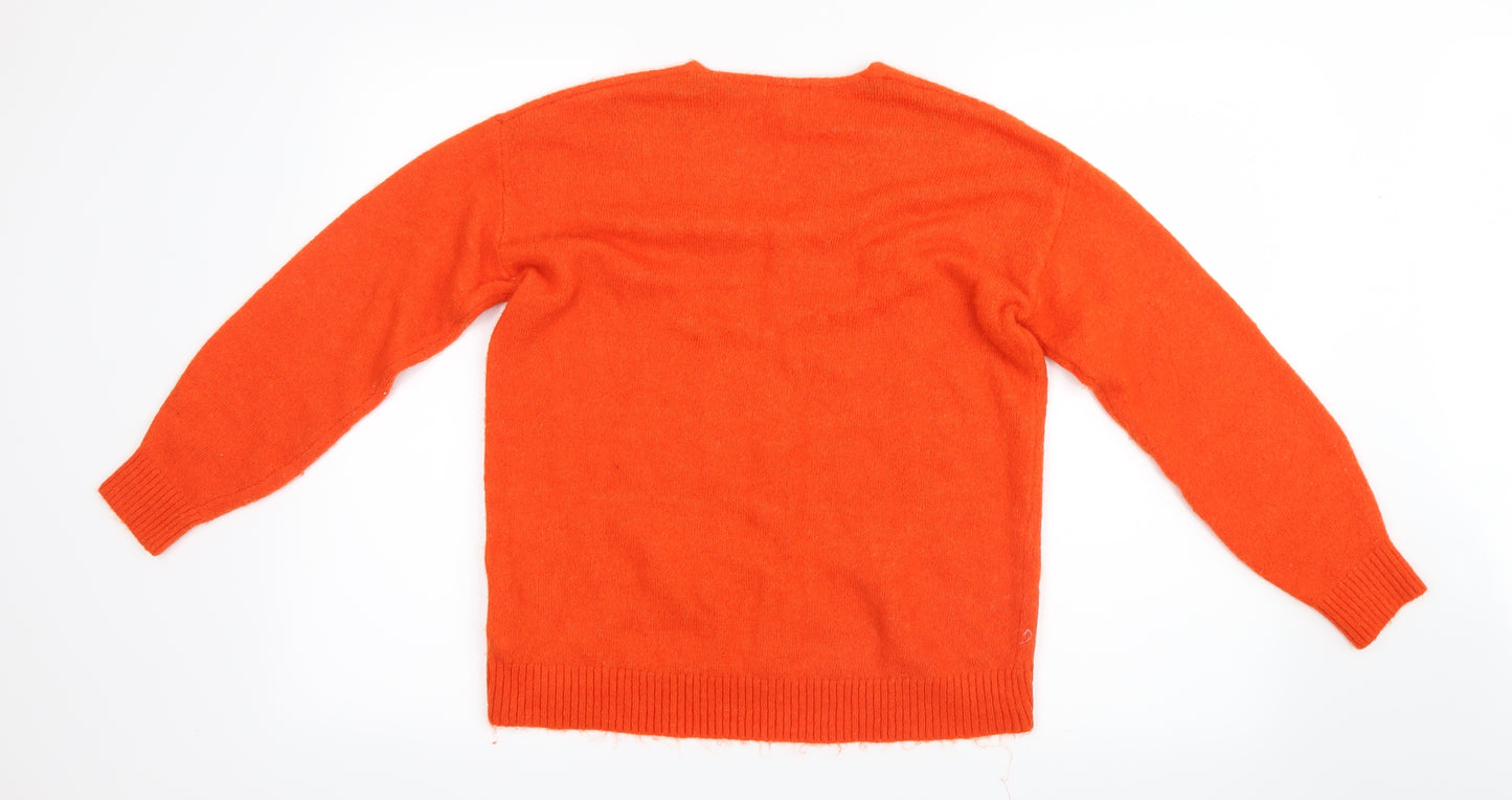 H&M Womens Orange  Knit Pullover Jumper Size XS
