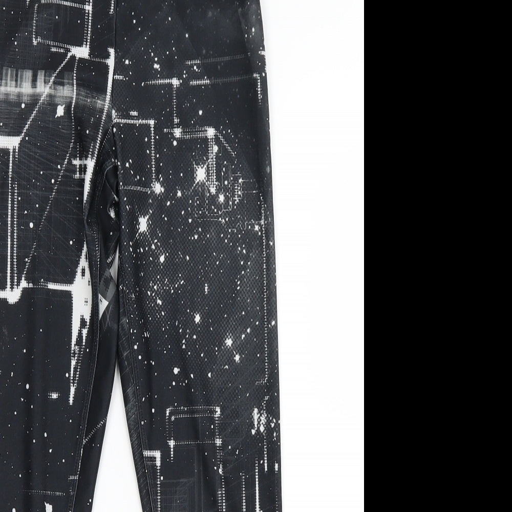 Oysho Womens Black Geometric  Cropped Leggings Size S L24.5 in