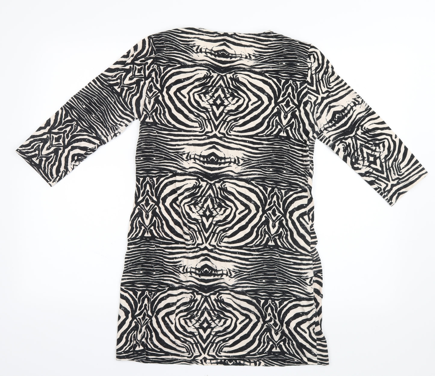 Papaya Womens Black Geometric  Basic T-Shirt Size 14