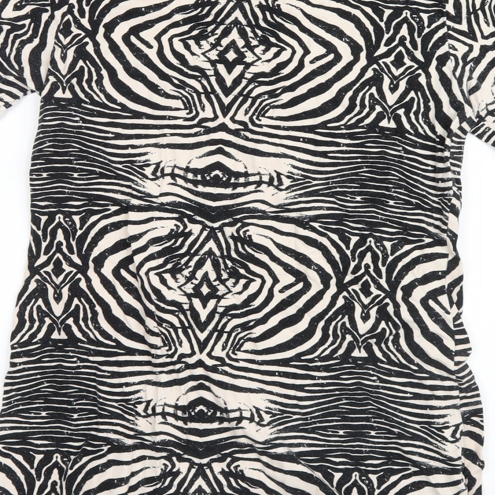 Papaya Womens Black Geometric  Basic T-Shirt Size 14