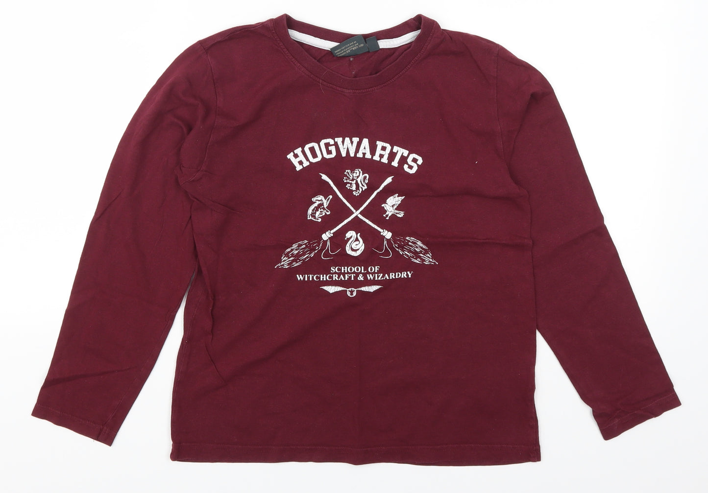 Primark Girls Red   Basic T-Shirt Size 9-10 Years  - Harry Potter Hogwarts
