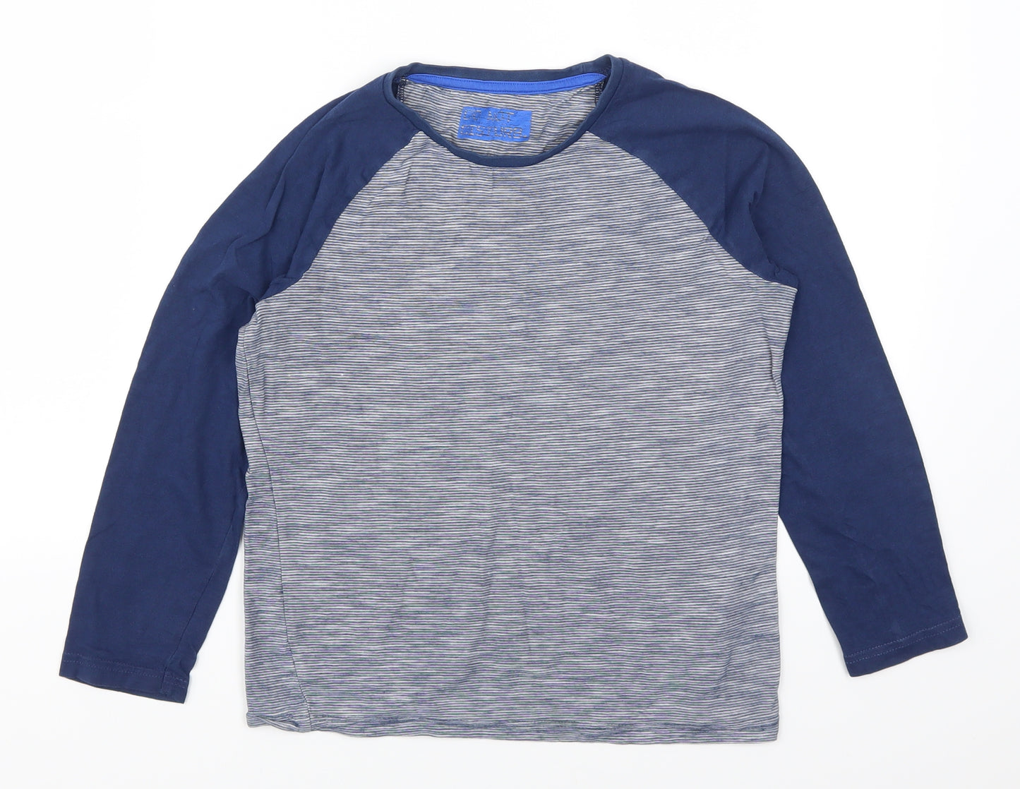 Marks and Spencer Boys Blue Striped  Basic T-Shirt Size 9-10 Years