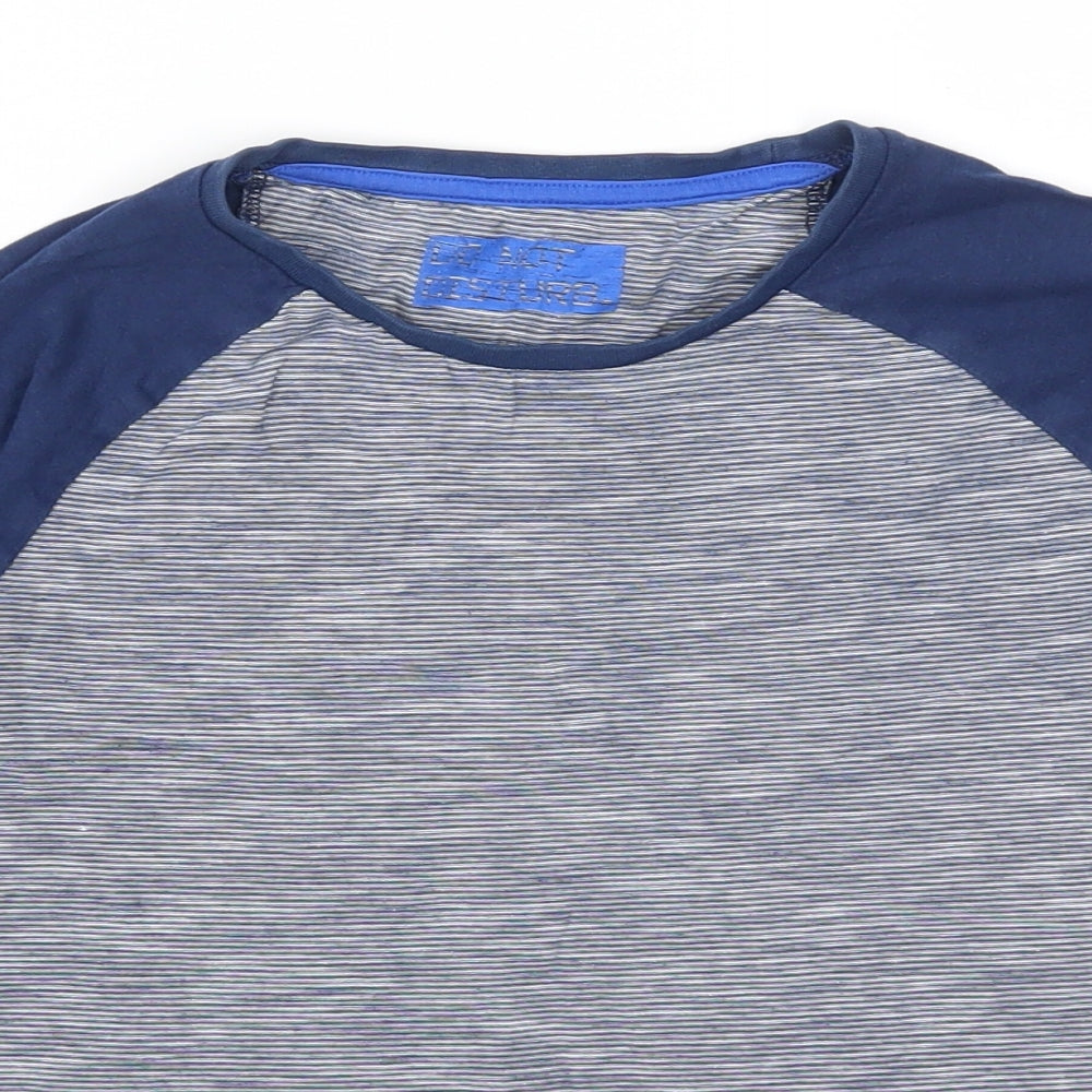Marks and Spencer Boys Blue Striped  Basic T-Shirt Size 9-10 Years