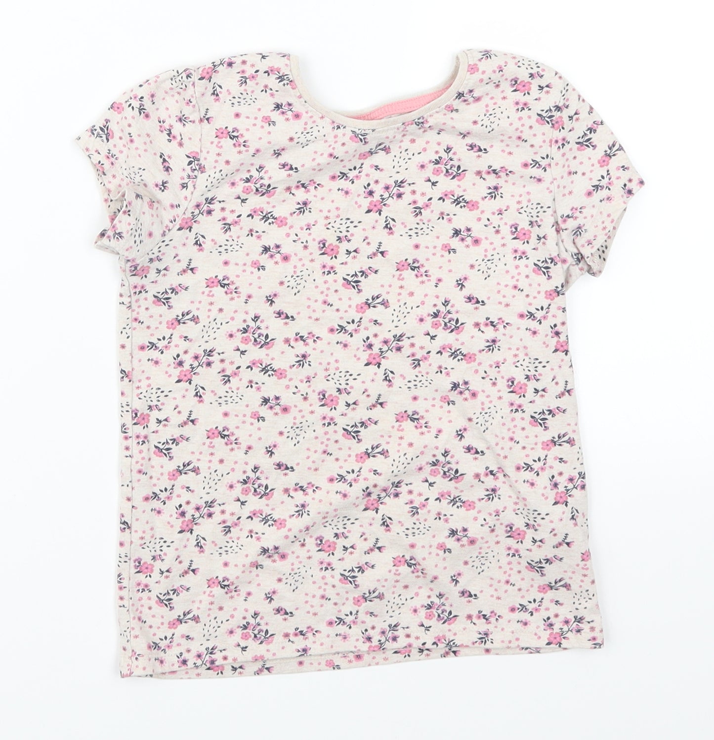 Young Dimension Girls Pink Floral  Basic T-Shirt Size 6-7 Years